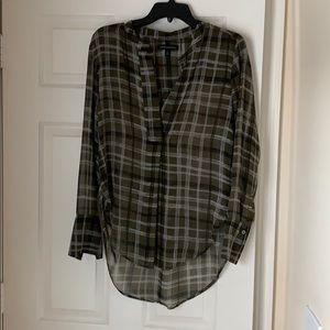 Banana Republic green plaid blouse